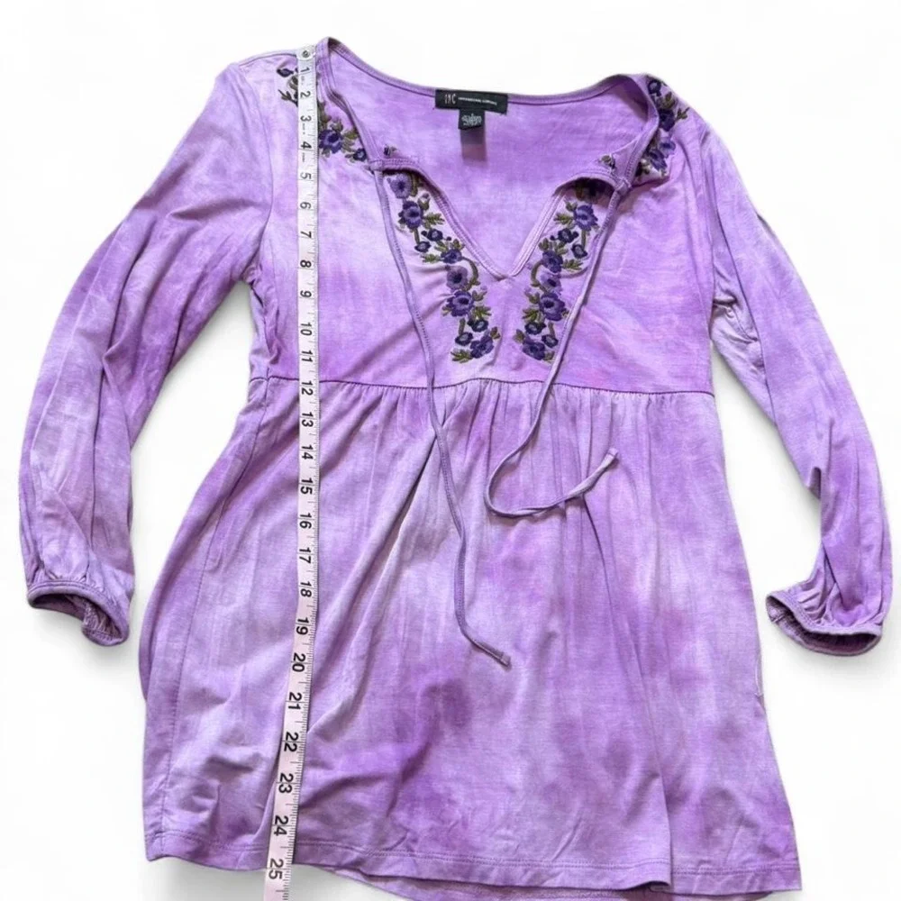 Y2K INC International Concepts‎ Purple Tie Dye Boho Tunic Blouse, Women's Size S